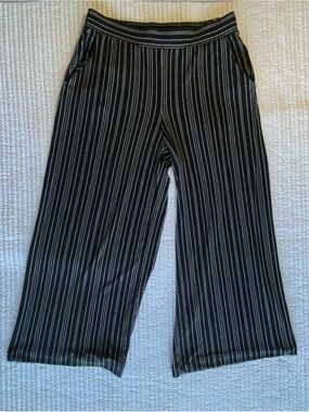 Adrianna Papell Striped Wide Leg Cropped Pants Size S